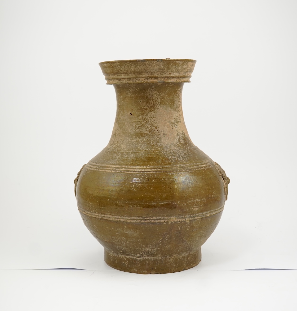A large Chinese green glazed earthenware jar, hu, Han dynasty